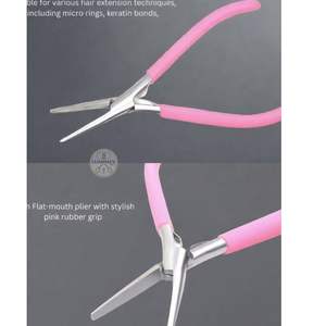 Pince à extensions capillaires en acier inoxydable à bouche plate, outil professionnel pour une application précise, design rose élégant - Product Image 2