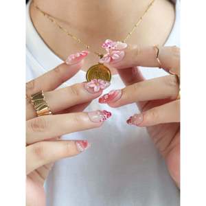 Faux ongles à presser motif floral édition limitée Pêche en fleurs Fizz - Product Image 4