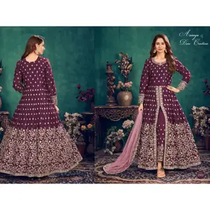 Nova arte de designer de seda bordada paquistanês salwar kameez, atacado de moda feminina da índia 2023