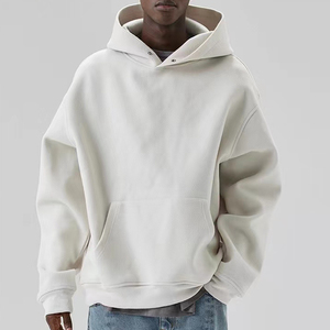 เสื้อมีฮู้ดผ้าฝ้ายโอเวอร์ไซส์พร้อมกระดุมที่คอเสื้อสวมหัวสำหรับผู้ชาย - Product Image 3