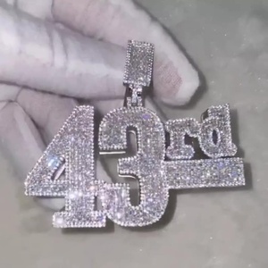 Colgante de Plata de Ley 925 con Letras y Números Personalizados, con Incrustaciones de Diamantes Moissanite VVS, Brillante, Estilo Hip Hop, de Lujo - Product Image 4