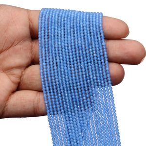 Calcédoine bleue naturelle Micro perles à facettes brins 2-3mm perles de pierre de calcédoine pour la fabrication de bijoux cordes de pierres précieuses en vrac - Product Image 1