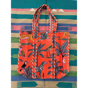 Large Reversible Quilted Velvet Cotton Boho <b>Tote</b> Bag Eco-Friendly Sustainable Sturdy for Grocery Shopping <b>Beach</b> Weekends Ochre - Product Image 3