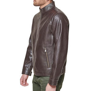 Top vente hommes hiver en plein air imperméable veste en cuir PU qualité garantie automne porter avec tissu de toile - Product Image 3