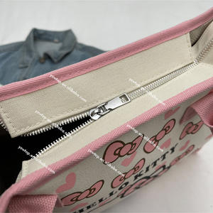 Borsa da Viaggio Weekender Grande Capacità con Motivo Personalizzato Stampa Rosa KT Cat Hello Borsa Scuola Borsa a Mano per Bambini Borse Tote in Tela - Product Image 2