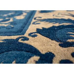 Alfombra de Lana Anudada a Mano Azul Aalam Paem-1059 con Patrón Floral Abstracto para Sala de Estar, Pasillo, Entrada - Alfombra Rectangular Tipo Rompecabezas - Product Image 3