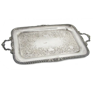 Bandeja de servicio de metal en acabados plateados, color dorado y negro, redonda, forma cuadrada, bandeja de servicio personalizada - Product Image 5