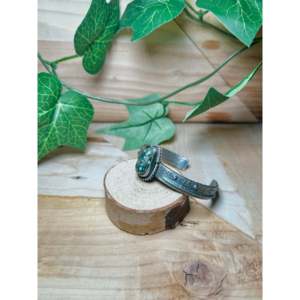 Navajo-Made New Lander Varicsite Tufa Cast & Sterling <b>Silver</b> Fashion <b>Cuff</b> <b>Bracelet</b> - Product Image 3