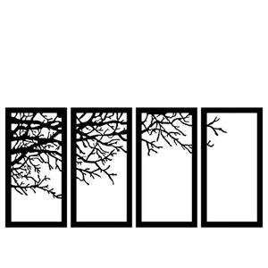 ชุดอุปกรณ์ตกแต่งผนังโลหะเหล็กรูปกิ่งไม้4ชิ้นอุปกรณ์แขวนตกแต่งผนัง - Product Image 1