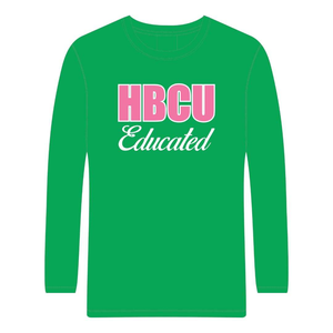 Camiseta de Manga Larga Verde Educativa, 100% Algodón, Bordado Chenille, Hermandad Griega Divine Nine, Ropa Personalizada - Product Image 2