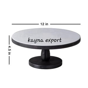 Hot Selling <b>Cake</b> <b>Stand</b> Custom Made 2-<b>Tier</b> Round Cupcake <b>Stand</b> Fancy Natural Wood with Stainless Steel for Wedding Decorations - Product Image 4