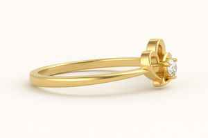 Bague en diamant rond brillant naturel minimaliste simple tendance, plaquée or jaune 14 carats, unisexe - Product Image 2