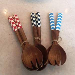 Ustensiles de cuisine en bois de manguier brun Ensemble de 2 couverts à salade en bois de manguier Ensemble de 2 couverts à salade en bois Fait à la main KETCHENWAR UNIQUE - Product Image 6