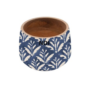 Cuenco de servidor de ensalada de frutas rústicas de madera redondeada, cuenco de acabado de esmalte decorativo, palomitas de maíz cuenco para servir, artículo de artículos de Catering - Product Image 4