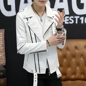 Chaqueta de cuero Pu de invierno para hombre con solapa con cremallera, camisetas Punk Rock británicas, estilo informal grueso y cálido para montar en motocicleta - Product Image 6