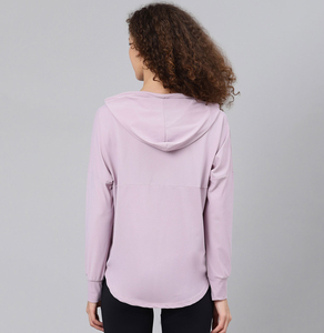 Sudadera con capucha y cremallera de cuello alto de mezcla de algodón con bolsillo para mujer Sudadera de invierno con logotipo frontal y capucha con cremallera - Product Image 2