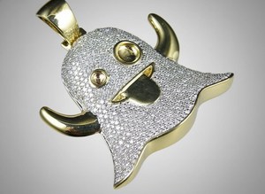 Colgante de Diamante Moissanita con Corte Brillante Redondo, Diseño Artístico Inspirado en Fantasmas, con Plata de Ley 925, Joyería Fina, Colgantes y Dijes - Product Image 2