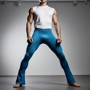 Pantalones acampanados ligeros de compresión de secado rápido de cintura alta para hombre - Product Image 1