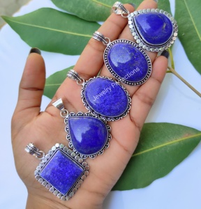 Elegant Unique 925 Silver Fine Natural <b>Lapis</b> <b>Lazuli</b> <b>Pendant</b> Charm Necklace Wholesale Women's Bulk Jewelry Parties Moissanite - Product Image 3