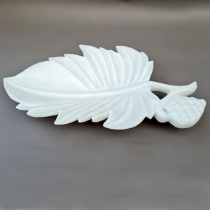 Assiette de bol en marbre blanc en forme de feuille feuilles sculptées design makrana marbre sculpture à la main plateau de bol de fruits décoratif - Product Image 6