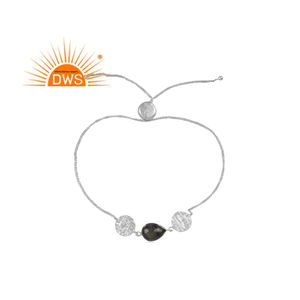 สร้อยข้อมืออัญมณีลาบราดอไรต์ธรรมชาติทำจากเงินสเตอร์ลิงชั้นดีผู้ผลิตเครื่องประดับตามสั่ง - Product Image 1