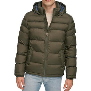 Chaqueta acolchada profesional personalizada para hombre, abrigo de nailon de poliéster acolchado con burbujas y cuello levantado, chaqueta de Material de lona para hombre - Product Image 4