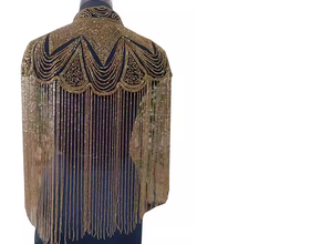 Capa de poliéster con cuentas estilo preppy de alta costura, hecha a mano, accesorio para fiestas y eventos de club para mujer - Product Image 2