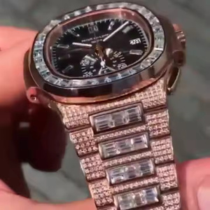 Montre-bracelet de luxe simple entièrement glacée diamant cultivé en laboratoire deux types diamant Bling acier inoxydable de haute qualité Miyota pour hommes femmes - Product Image 3