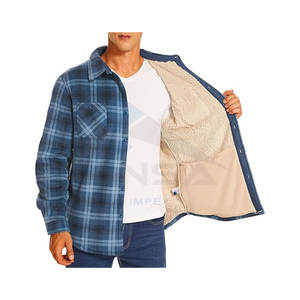 Chemise en flanelle pour homme, veste en molleton doublée de sherpa, chemise à boutons, chemise à carreaux épaisse, manteau à manches longues, chaud, décontracté pour l'hiver - Product Image 1