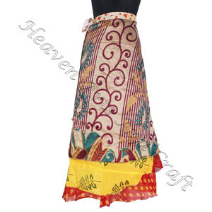 New Wrap Skirt Silk Sari Sarong Vintage Wrap Around Dress <b>Beach</b> Skirts Reversible Vintage Silk <b>Magic</b> 38 Inch Wrap Skirt Halter - Product Image 5