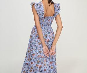 2025 Signature Fit Flare Nap <b>Dress</b> Elasticated Smocking Ruffled Shoulders Tiered Midi Skirt <b>Pockets</b> <b>Plus</b> <b>Size</b> Floral Print - Product Image 2