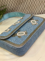 Sac fourre-tout décontracté perlé bleu tortue pour femme, accessoire de mode moderne de luxe pour soirée, mariage et fête, vente en gros à l'exportation