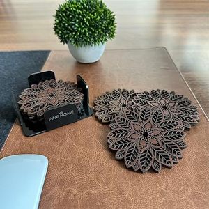 Posavasos de madera cortados con láser de estilo minimalista, manteles/almohadillas de decoración sostenible para hoteles y hogares, precio para bodas - Product Image 1