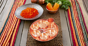 ชุดชามอาหารจานทาลีเคลือบทองแดงหรูหราสไตล์อินเดียรับโลโก้บนโต๊ะอาหารแบบดั้งเดิมสไตล์ตะวันตกสำหรับงานแต่งงานงานปาร์ตี้ - Product Image 3