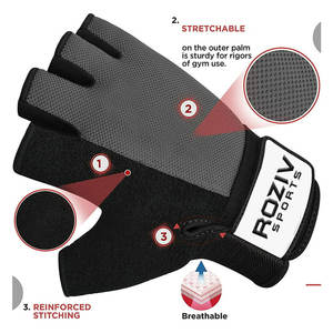 Gants de fitness demi-doigts sur mesure les plus vendus, confortables, en néoprène, avec sangle de poignet réglable à cordon, unisexe, pour la musculation - Product Image 3