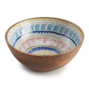 Bol de service rond en bois de mangue naturel fait à la main ustensiles de table vaisselle maison hôtel fête mariage utilisation bol en bois - Product Image 4