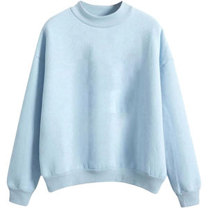 Sweat-shirt à col rond en polaire respirant brodé uni pour femme, écologique, pour l'hiver, bleu pur, coupe-vent - Product Image 1