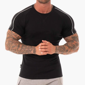 Camiseta de manga corta de algodón personalizada al por mayor, camiseta en blanco deportiva para gimnasio ajustada para hombre, camisetas de manga corta para culturismo para hombre - Product Image 4
