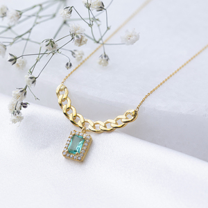 Paraiba CZ Pierre Forme Ronde Charme Collier 925 Argent En Gros Turc Bijoux Fabriqués À La Main - Product Image 4