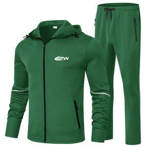 Vente en gros de survêtements pour hommes ensembles de vêtements de sport en polyester séchage rapide respirant combinaisons d'entraînement de fitness OEM approvisionnement d'usine vierge en vrac - Product Image 1
