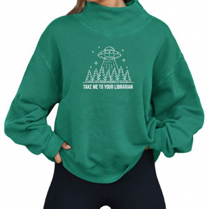 Servicio OEM/ODM, Sudadera Reversible con Cuello Alto Simulado, Personalizable con Logotipo, para Mujer, Otoño, Nueva, Holgada, de Manga Larga - Product Image 2