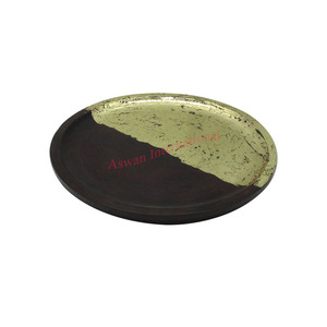 Plateau de service en bois personnalisable de la meilleure qualité, forme rectangulaire, accents dorés, vaisselle écologique, dernier modèle - Product Image 3