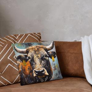 Coussin imprimé vache : Accent champêtre fait main pour salon côtier, 28"x28" - 70x70 cm - Product Image 2