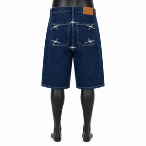 Pantalones Cortos de Mezclilla Holgados Personalizados para Hombre, Estilo Urbano, Lavado Oscuro, OEM, ODM, Marca Privada, Venta al Por Mayor - Product Image 2