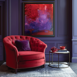 ORIENT LA VIE 2024 AI 3D Concept Design Art Deco Home <b>Furniture</b> Bold Red Purple Blue Interior Palette for Modern Living Room - Product Image 2