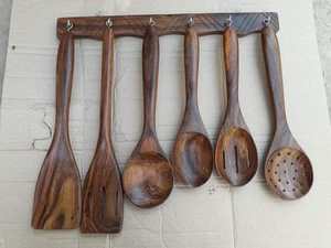 Flatware Wooden Salad Spoon Blessed Engraving Brown New Design Cutlery for Kitchen and <b>Table</b> Top Handmade - Product Image 2