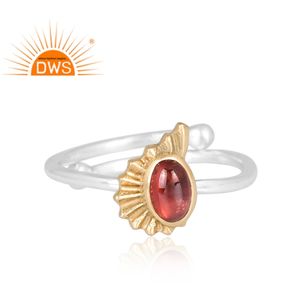 แหวนพลอยโกเมนธรรมชาติเงินสเตอร์ลิงแบบวางซ้อนกันได้ผู้ผลิตเครื่องประดับตามสั่ง - Product Image 2