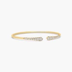Diamond <b>Fashion</b> <b>Cuff</b> <b>Bracelet</b> in Solid Gold with Multiple Metal Tones - Product Image 2