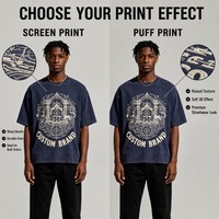 T-shirt uni pour homme, vintage, délavé, manches courtes, col rond, 100% coton, tricoté, décontracté, streetwear