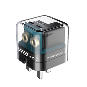 Powerology Crystalline Series Dual 35W PD GaN Cargador inalámbrico con enchufe plegable - Product Image 1